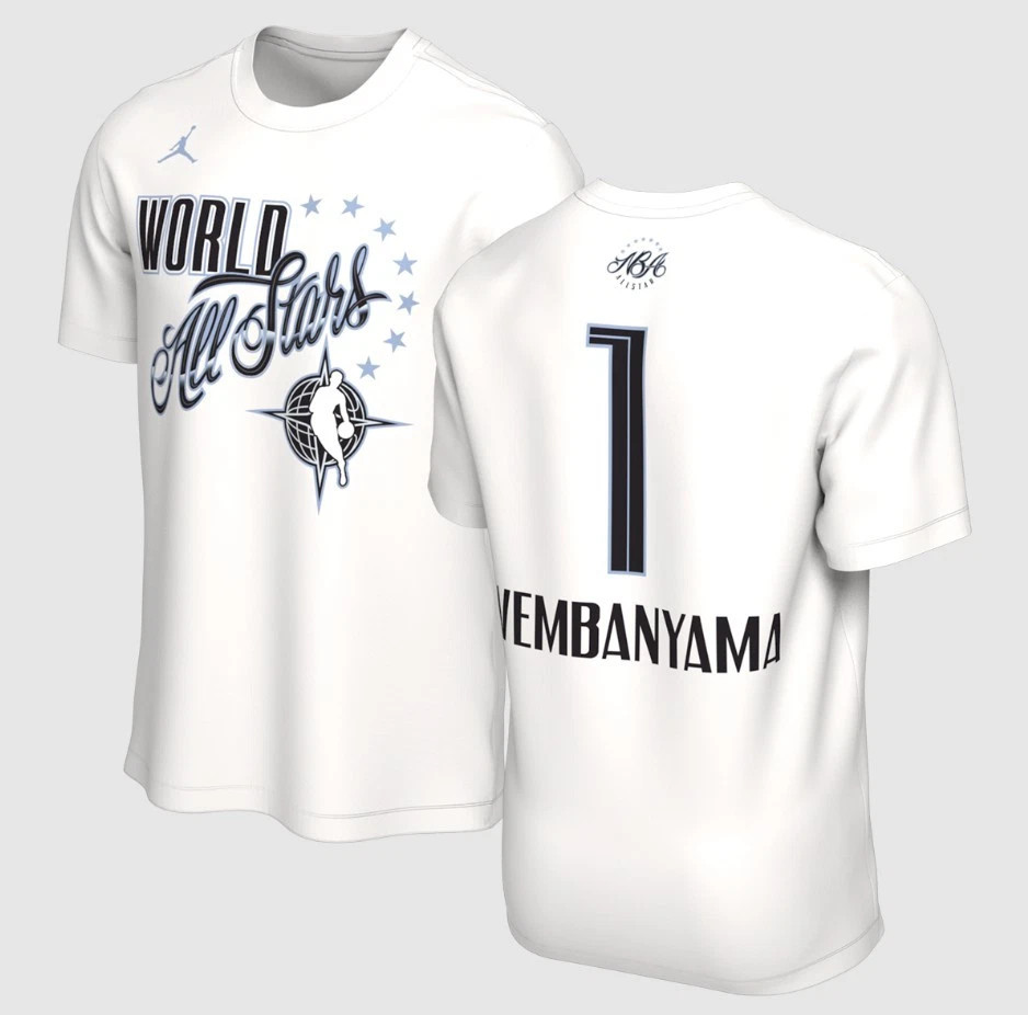 Spur 2026 All-Star Game Wembanyama 1 Name and Number T-Shirt – White Reprint