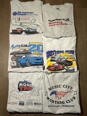 6 Piece Vintage 90s-Y2K Mustang Club Graphic T-Shirts, Size Fits XL, Used