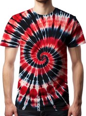 Men’s Tie Dye Short Sleeve T-Shirt Vintage Hippie Style Polyester Crew Neck Tee
