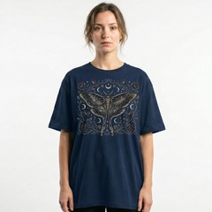 Luna Moth Galaxy Roses T-Shirt Gothic Witchy Celestial Boho Night Sky Gift Tee