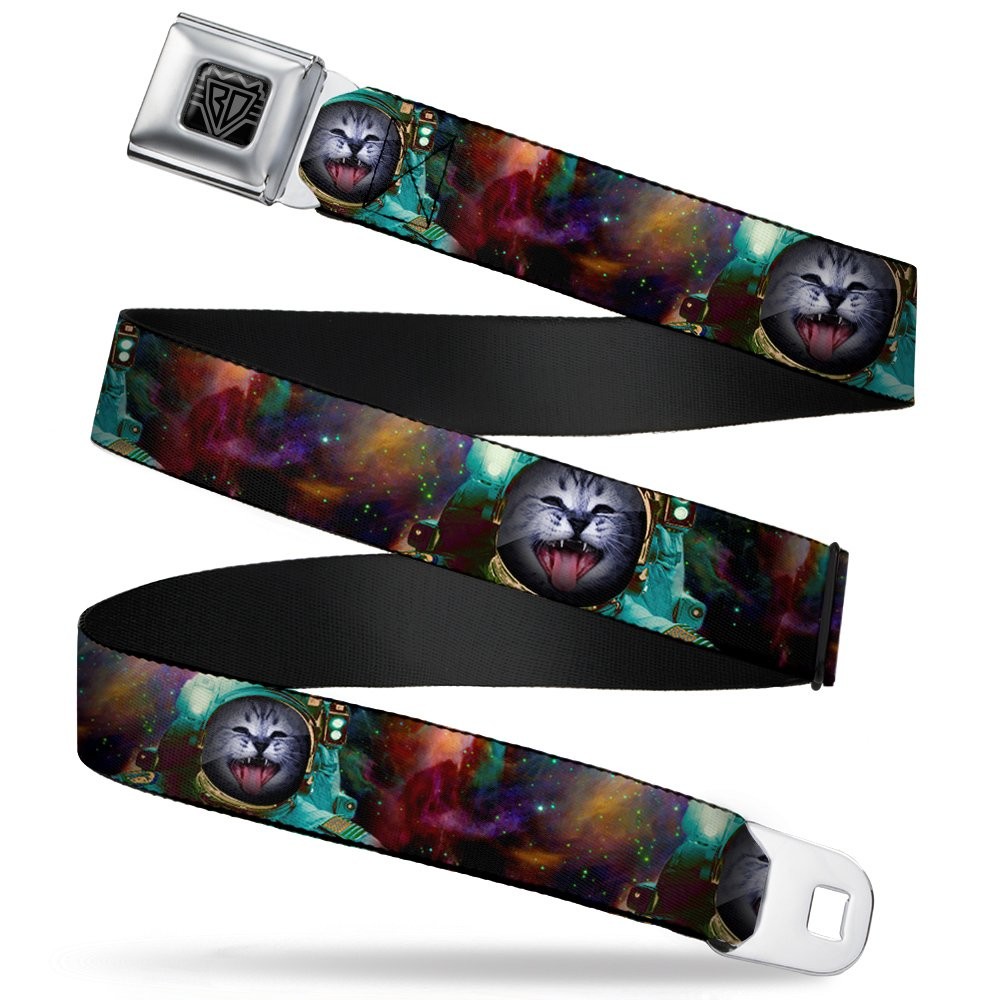 Seatbelt Belt – Astronaut Cat in Space – 1.0″ Wide – 20-36 Inches in Length