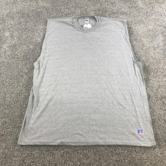 Vintage Russell Athletic Tank Top Mens 2XL Heather Gray Sleeveless Crew Neck Gym