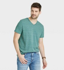 Goodfellow Mens V-Neck T-Shirt S Dusky Green Short Sleeve Marled Cotton NEW