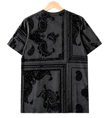 GUESS Men’s Size M Black Paisley Flocked T-Shirt Velvet Short Sleeve NWT