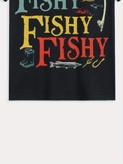 Men Summer 3D Digital Print Fishing Graphic T-Shirt,Featuring”Here Fishy Fishy”♪