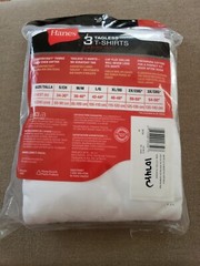 NEW MENS HANES 3 TAGLESS T SHIRT SIZE SM. WHITE LAY FLAT COLLAR.