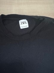 Zara T Shirt Mens S Black Short Sleeve Classic Collar knit