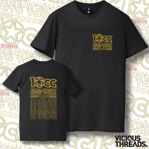 10CC Ultimate Greatest hits Tour T-Shirt (2025) Reprinted 2 Sided L888