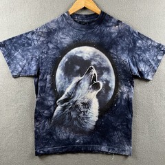 Vintage Stussy Shirt Mens Medium Tie Dye Wolf Nature Tee 90s Single Stitch RARE