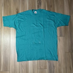 Vintage 90s BVD Blue Green Teal Pocket Shirt Mens 3XL Blank Cotton Short Sleeve