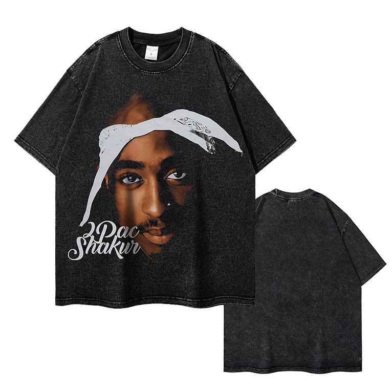 Tupac Shakur Shirt 2Pac Hip Hop Rapper Like Washed Short Sleeve T-shirt Tee
