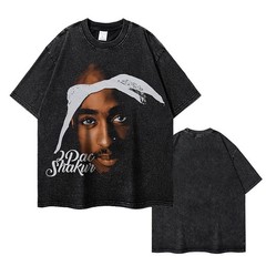 Tupac Shakur Shirt 2Pac Hip Hop Rapper Like Washed Short Sleeve T-shirt Tee
