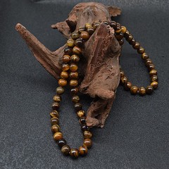 8MM Natural Tiger Eye Lava Stone Beaded Choker Necklace Genuine Gemstone Anxi…