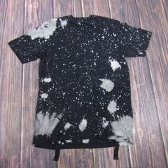 Galaxy Strap Graphic Shirt Mens M Black Bleach Splatter Short Sleeve Tee Punk
