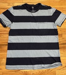 Adult Gap Striped Tshirt Blue Striped Pocket Tee Casual Fashion Style Medium