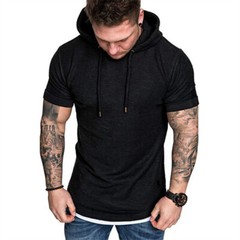 Camiseta Con Capucha Camisa De Algodón De Manga Corta Moda Deportivo Para Hombre