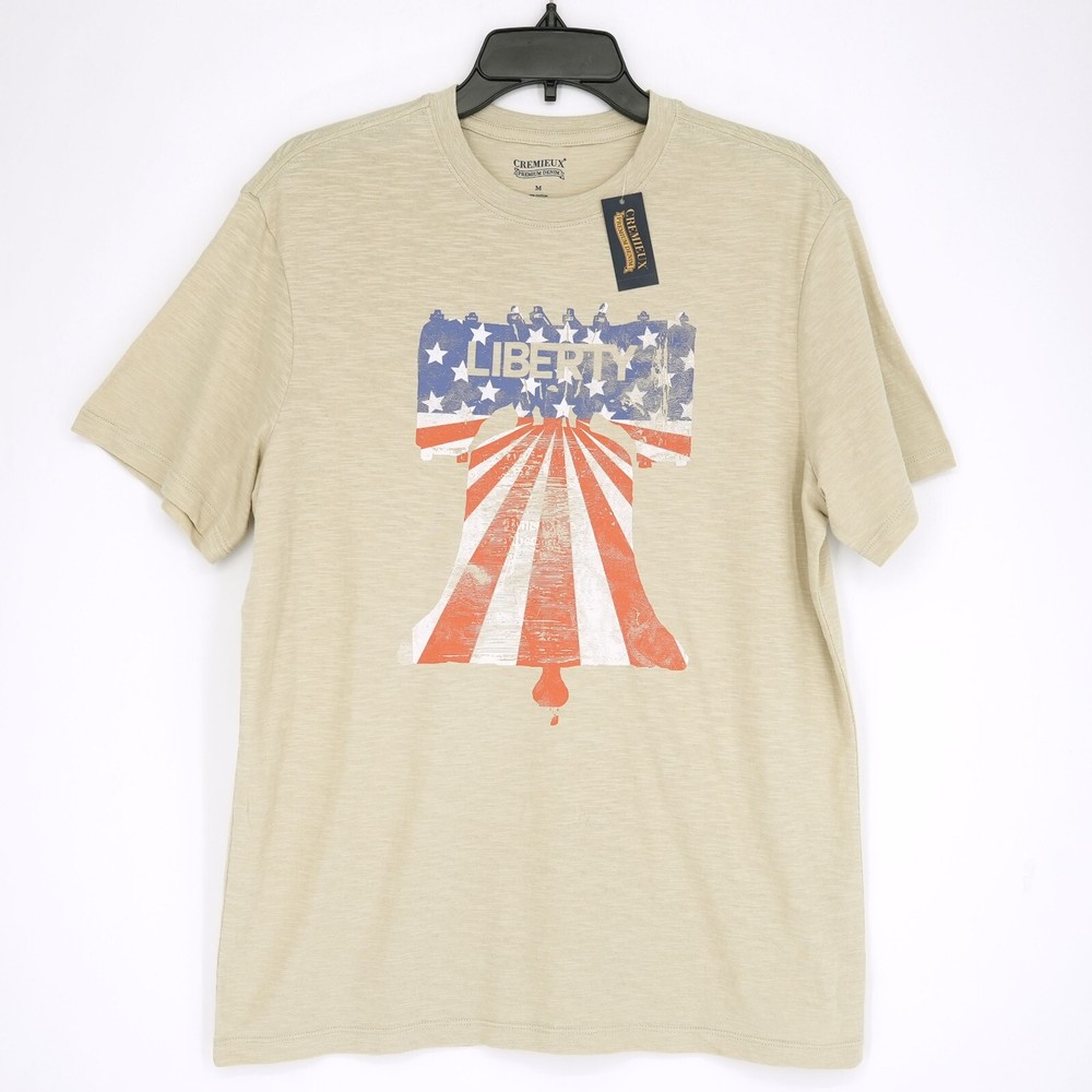 Cremieux Men’s T-Shirt Liberty Crew M Beige 100% Cotton NWT