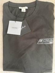 Calvin Klein x Jung Kook Men’s Gray Graphic Logo Crew Neck Cotton Tee M