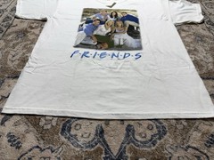 VTG 04” NBC Store FRIENDS Embroidered Logo TV Show Cast White T-Shirt Sz XL NWT