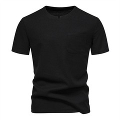 Men Short Sleeve Fashion T-Shirt Classic Casual Slim V-neck Shirts Jogger Top