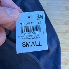 Mode of One Ottoman Tee Caspian Waters Blue Relaxed Fit Textured T-Shirt S NEW
