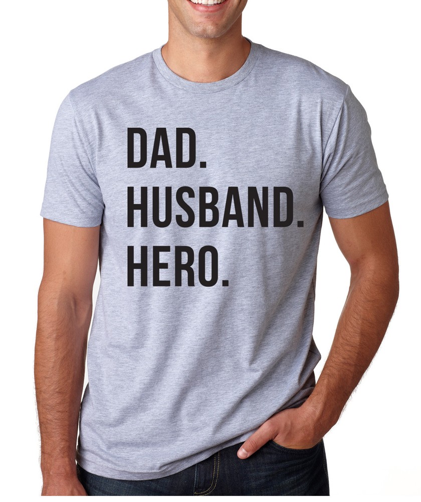 DAD. HUSBAND. HERO. family Father’s Day Valentine’s Day gift crew neck T-Shirt