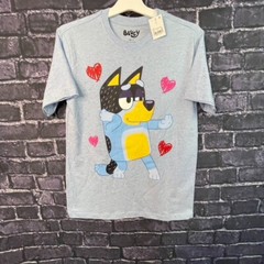 Bluey Men’s SMALL Bandit Bingo Family Hearts Shirt Heart