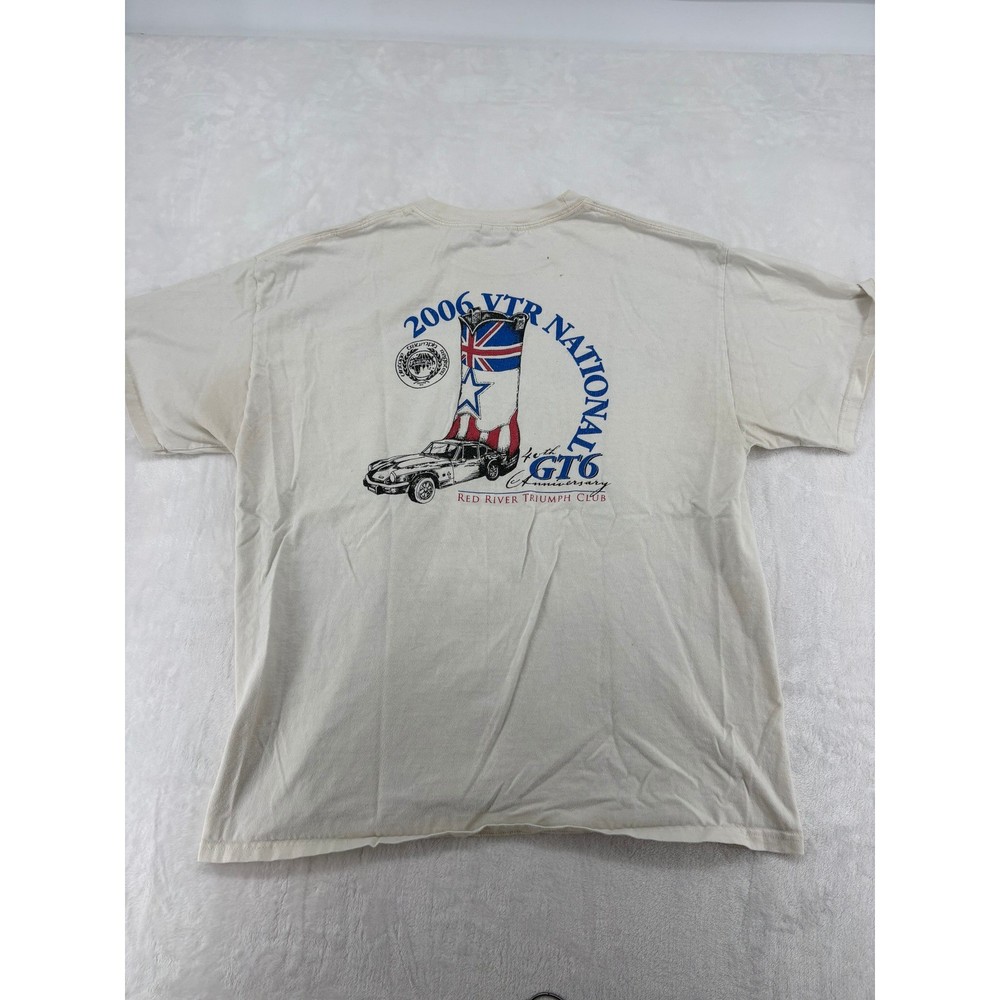Hanes Beefy-T Shirt Mens XL Tee Cream 2006 VTR National Triumph GT6 Car Graphic