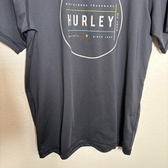 Hurley T-Shirt Men’s Small Rash Guard Short Sleeve UPF 50 Gray Logo Crew Neck