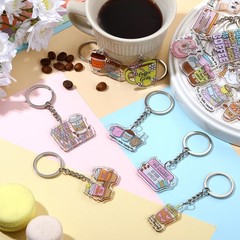 100 Pcs Coffee Lovers Gifts Keychain Bulk, 20 Style Cute Novelty Acrylic Key …