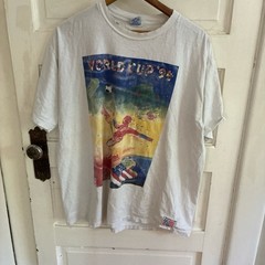 Vintage 90s RARE art WORLD CUP tee White 1994 USA tee SALEM TAG SIZE XL USA