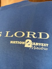 Vintage Jesus Is Lord Blue & White Shirt Size Medium Nations 2 Harvest Ministry