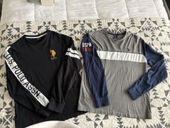 US Polo Assn. Men’s Long Sleeve Colorblock Logo Tee Black Gray Navy White