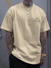 Men’s 100% Cotton T-Shirt Geometric Print Relaxed Wide Fit Casual Summer Top XXL