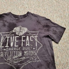 Affliction Shirt Mens Medium Tie Dye Live Fast Garage Built Motors Indian Native