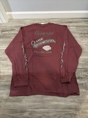 Vtg Y2K Harley Davidson Florida Long Sleeve Shirt XL Flame Sleeve Double Sided