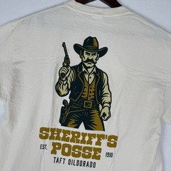 Sheriffs Posse Taft Oildorado Port & Company Mens L T-Shirt Cream Western