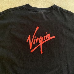90s Virgin Records black red vintage graphic tee large