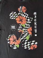 Neff Disney Mickey Mouse Shirt Mens Large Black White Check Floral Graphic Tee