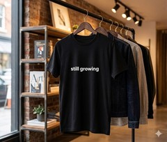 Still Growing Tee Minimalist Text Shirt, Growth Mindset – H090