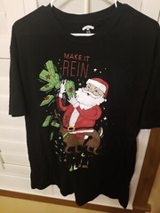 BIG MENS XL black CHRISTMAS TEE SHIRT TOP make it REIN Santa claus tshirt