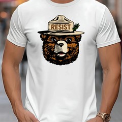 RESIST SMOKEY THE BEAR FASCISM ANTI TRUMP MAGA Political T-Shirt Reprint