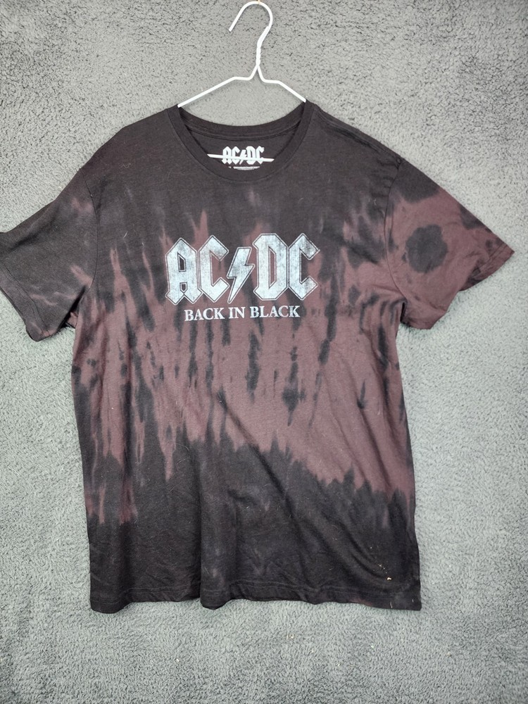 AC/DC Band T-Shirt XXL Bleach Tie Dye Back in Black 2022 VG B2