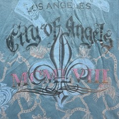 Rare Vtg 2008 Christian Audigier Blue Heavenly Foil Shirt XL City of Angels