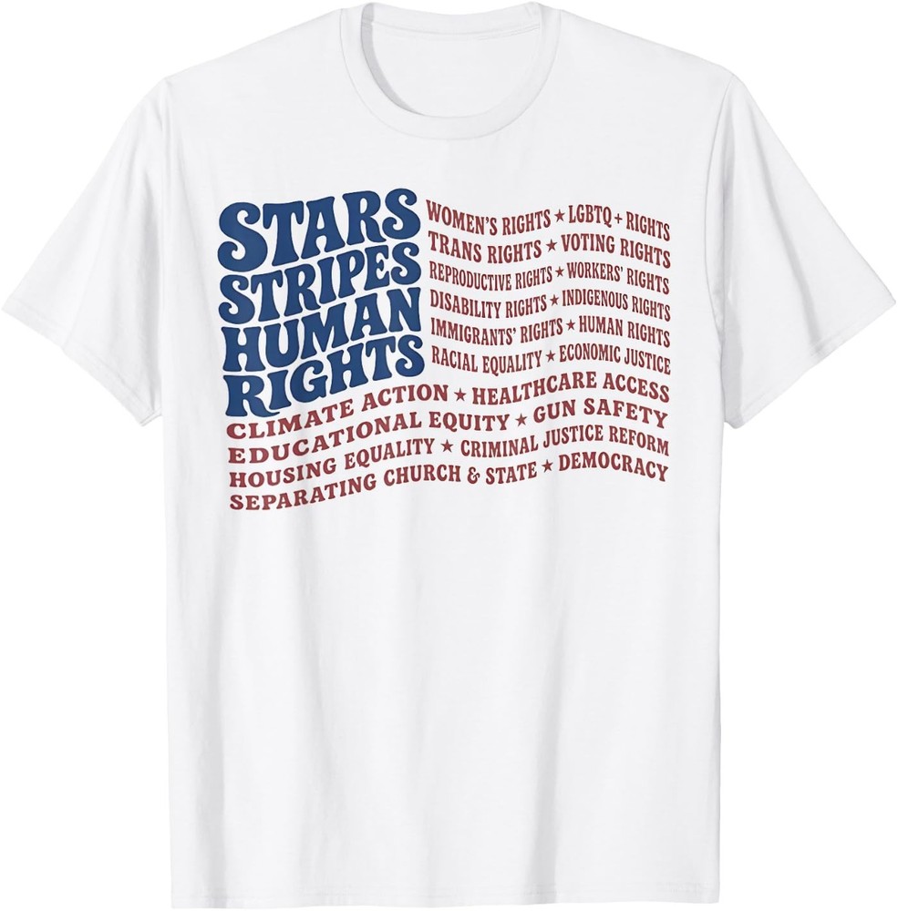 4th of July Shirt Stars Stripes and Human Rights USA Flag Unisex T-Shirt
