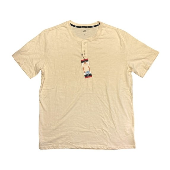 GAP Men’s Soft Short Sleeve Half Button Collar Slub Henley Turtledove X-Large