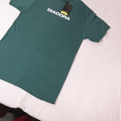Diadora Shirt Mens Small Green Soccer Logo Graphic Crewneck Athletic Workout Gym