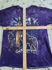 Vintage Desert Wash Tie Dye Native American Wolf T-shirt Sz Large Eagle Wolf