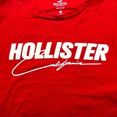 Hollister California Tee Shirt Mens Large Red Black Gradient Graphic Spell Out