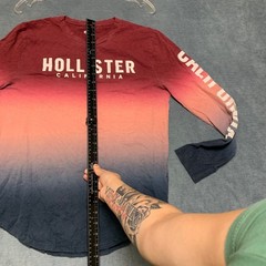 Hollister California T-Shirt Men Small Multicolor Ombre Dye Spellout Logo Casual